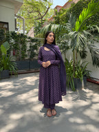 The Royal Lilac Floral Cotton Anarkali Set
