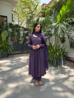 The Royal Lilac Floral Cotton Anarkali Set
