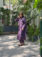 The Royal Lilac Floral Cotton Anarkali Set