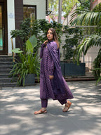 The Royal Lilac Floral Cotton Anarkali Set