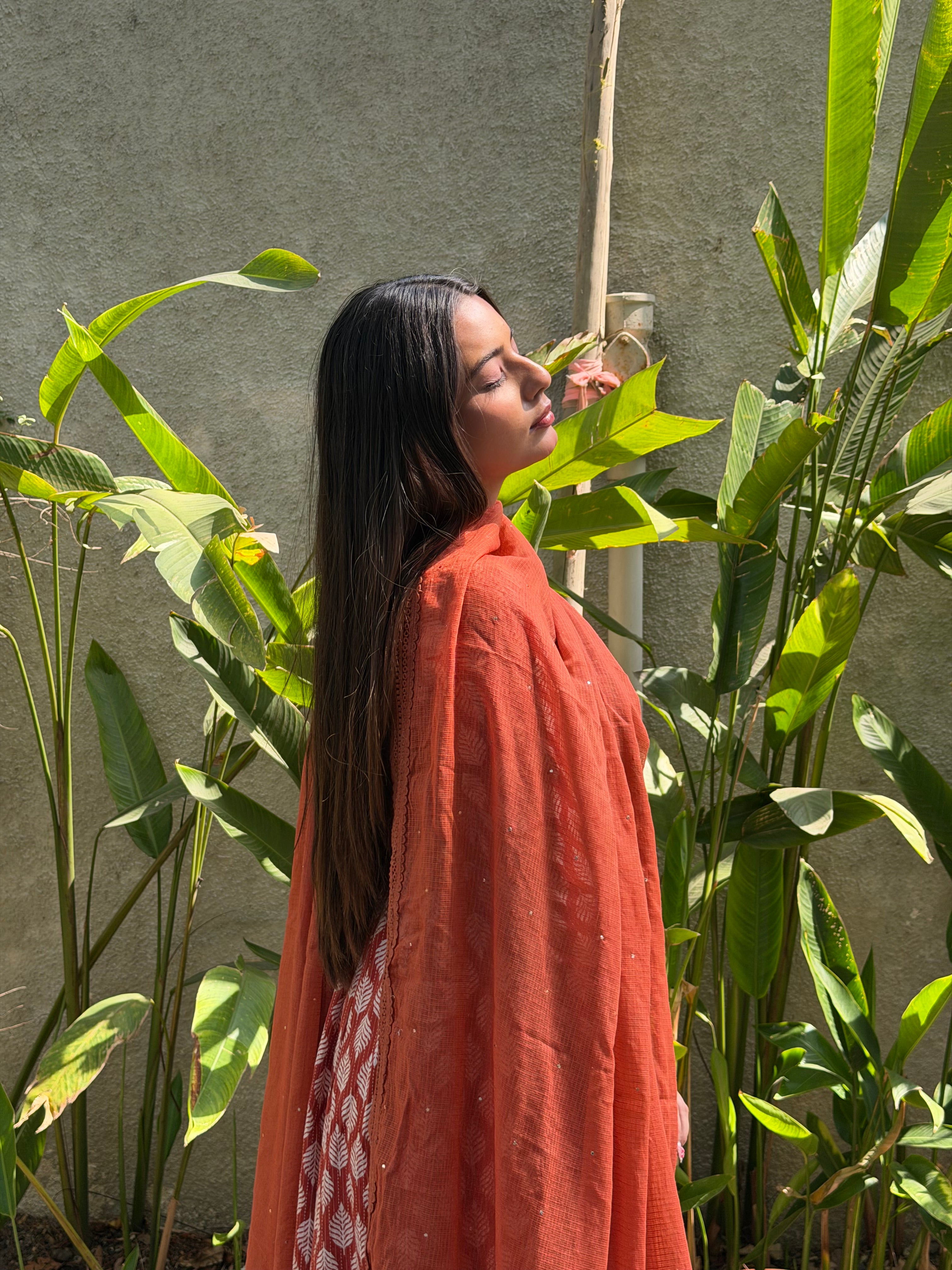 Mati Rust Cotton Anarkali Set