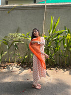 The Tangerine Blossom Ivory Cotton Anarkali Set